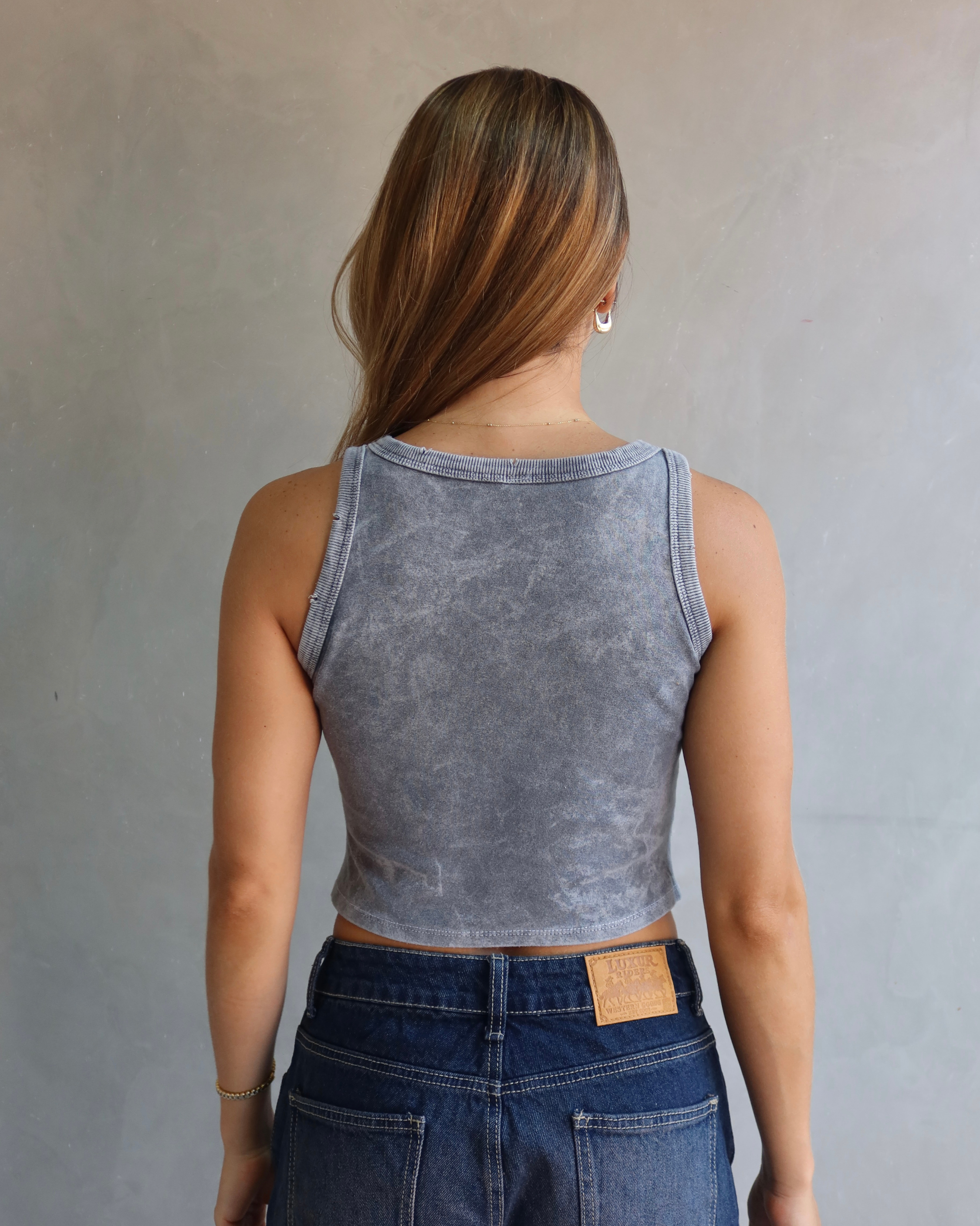 TANK TOP MY EX IS MY FAN GRIS CLARO WASHED