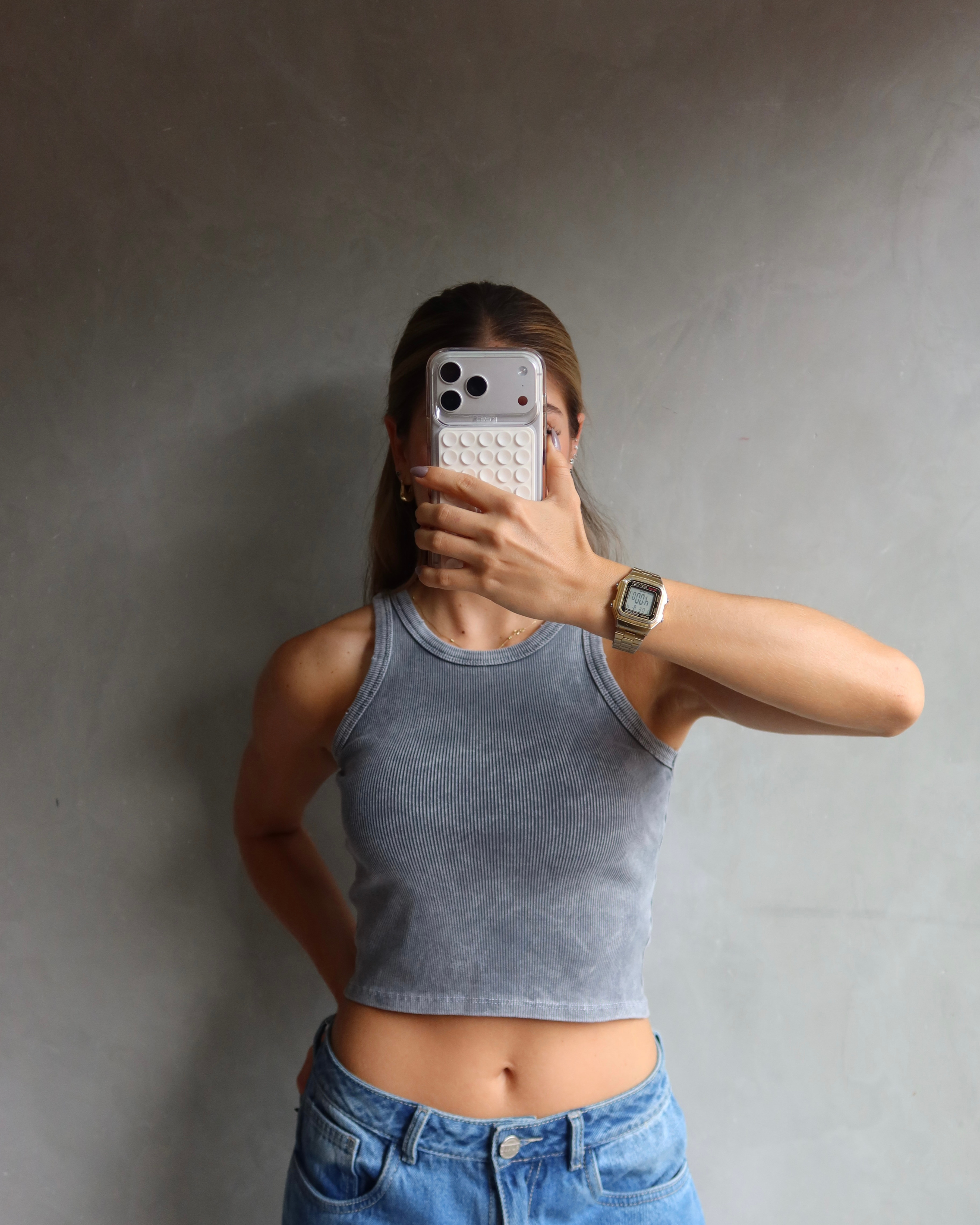 TANK TOP WASHED GRIS CLARO